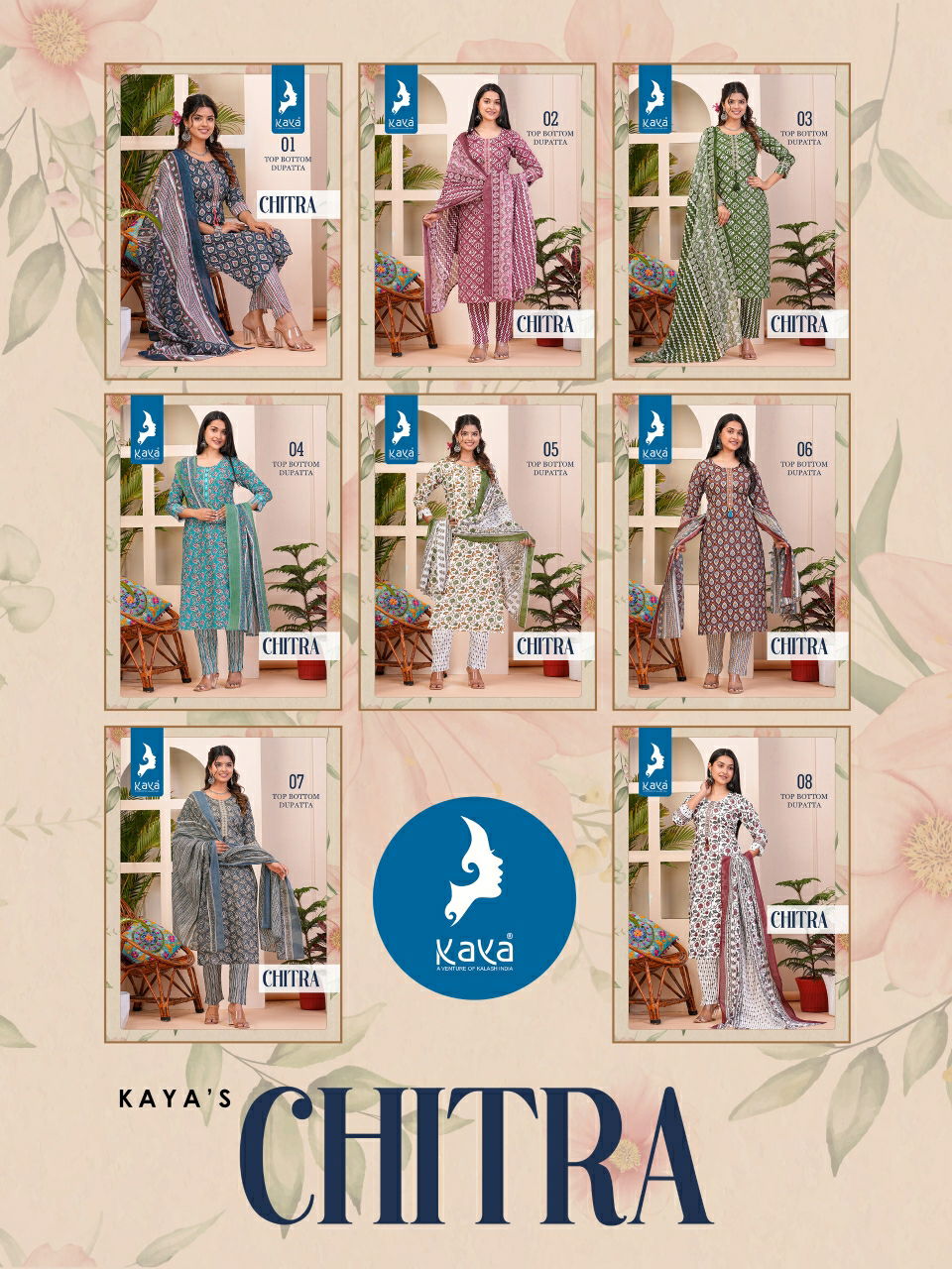 Chitra By Kaya Straight Cut Cotton Printed Kurti With Bottom Dupatta Wholesale Price In Surat